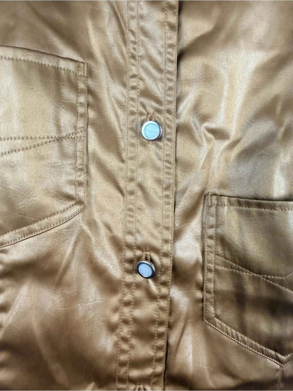 Y2k Jou Jou skins bronze button down asymmetrical pocket top western top size M